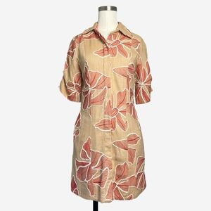 JBQ Ginger Floral Embroidered Mini Dress linen blend made in USA resort luxury S